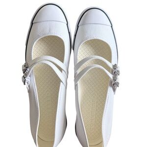Converse White Double-Strap Canvas Mary Jane Flats size 11